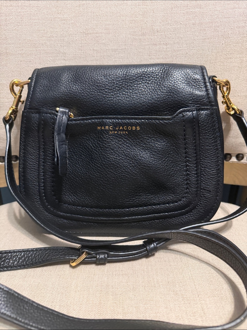 Marc Jacobs Black Pebbled Leather Crossbody Bag